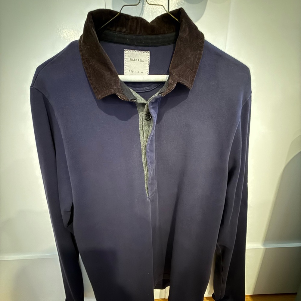 Billy Reid Dark Blue and Charcoal Shirt